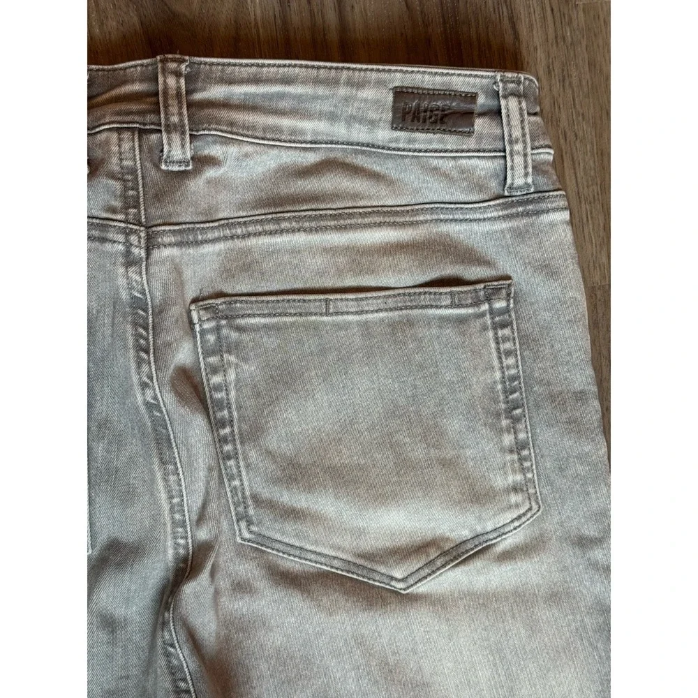 PAIGE Cindy‎ Cropped Boyfriend Jeans 30 Faded Asphalt Button Fly Raw Hem $258